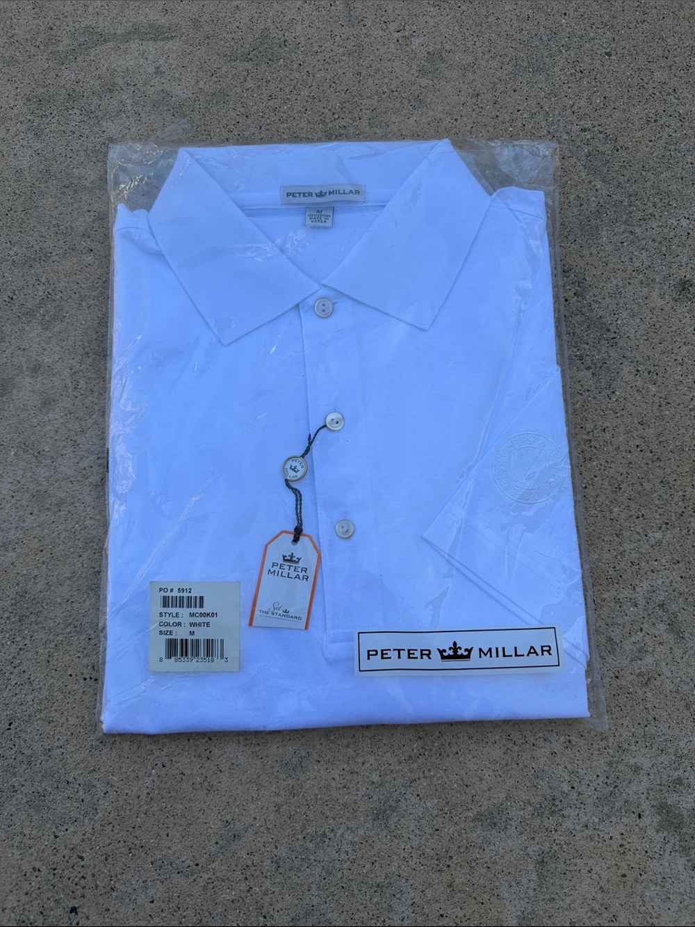 Peter Millar Men's White Short Sleeve Polo w First National Logo Size M NWT